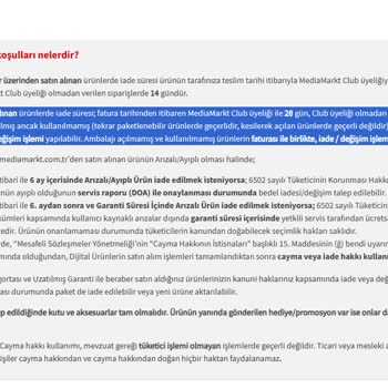 Media Markt İade/değişim Sürecinde Verdiği Sözü Tutmuyor