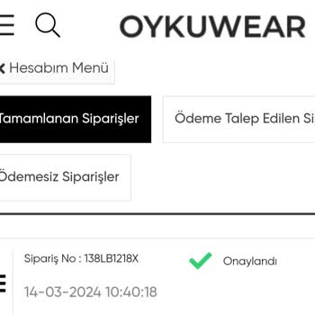 Öyküwear Geri Dönüş Sağlamıyor.