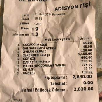 Öz Doydum Kebap Restoranda Hesap Karmaşası Ve Mağduriyet