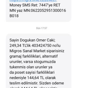 Migros Sanal Market Ücret İadesi Yapmıyor