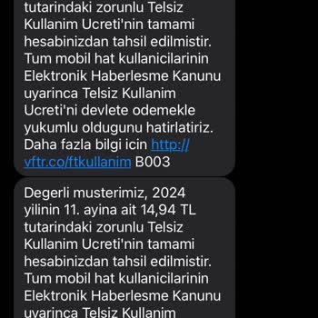 Vodafone Haksız Telsiz Kullanım Ücreti