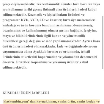 Klass Kombin Kalitesiz Ürün Ve İade Kabusu: Müşteri Mağduriyeti