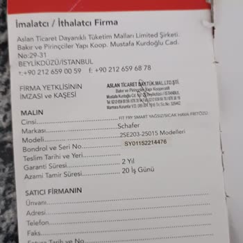 Schafer Airfryer Sapı Kırıldı