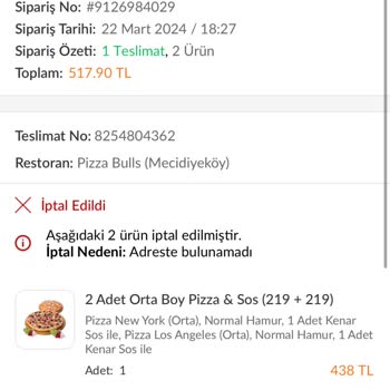 Trendyol Yemek Ücret İade Olmaması Sorunu