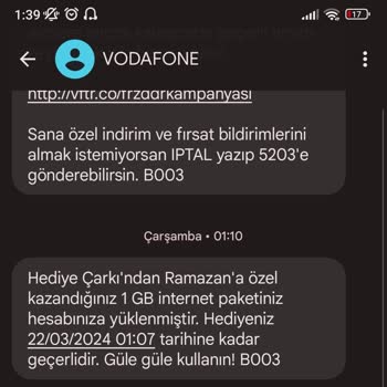 Vodafone Hediye İnternet Yerine Kendi İnternetimden Harcadı