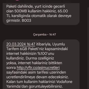 Vodafone Hediye İnternet Yerine Kendi İnternetimden Harcadı