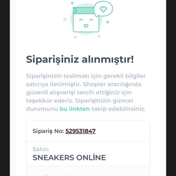 Shopier Sneakers Online Siparişimi Göndermedi