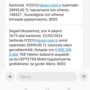 Dyson.com.tr Ödemeyi Aldığı Halde Sipariş Numarası Ve Bilgi Vermiyor.