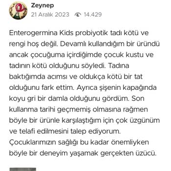 Enterogermina Kötü Tat Ve Kötü Renk