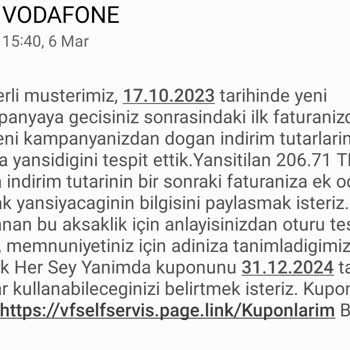 Vodafone Haksız Para Talebi