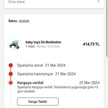 Vodafone Her Şey Yanımda Vodafone Uygulaması Üzerinden Yaşanan Kargo Sorunu