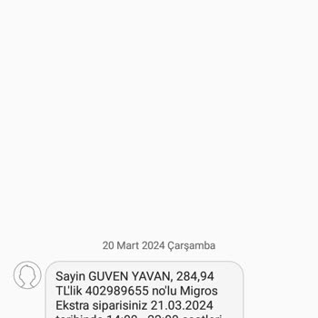 Migros Ekstra Ürün Yollanmaması Şikayet