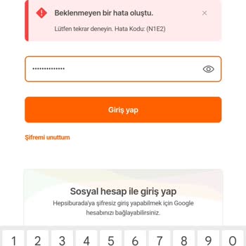 Hepsiburada N1E2 Hatası Alıyorum