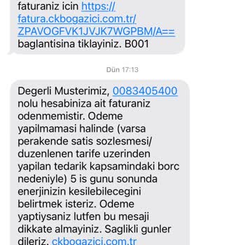 Ckboğaziçi SMS Gelmesi