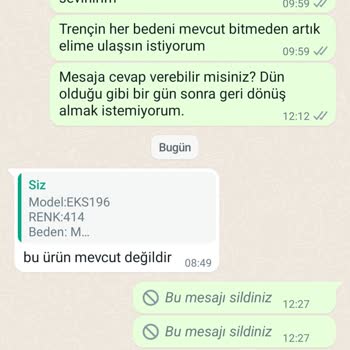 Lamelif Giyim Müşteri Hizmetleri Geri Dönüş Vermiyor