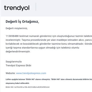 Trendyol Express Ürün Hasarı Zararının Karşılanmaması