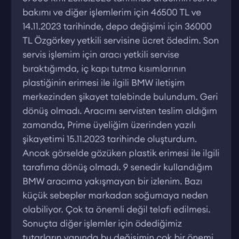 Özgörkey Otomotiv BMW Kapı Kolu Erimesi Ve Servis İlgisizliğiyle Mücadele