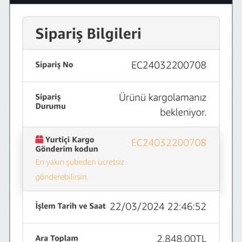 EasyCep Ürünün Kargoya Verilmesi Bekleniyor Sorunu Kargo Yaptım!