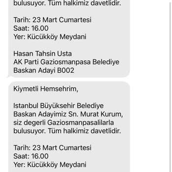 Gaziosmanpaşa Belediyesi Gaziosmanpaşa Sürekli SMS Atıyorsunuz Yeter