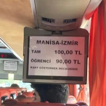 Manisa Seyahat Manisa-İzmir Arası Ulaşım Ücreti 100 TL