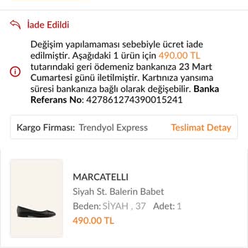 Trendyol Ayakkabı Değişim İstedim İade Edilmiş