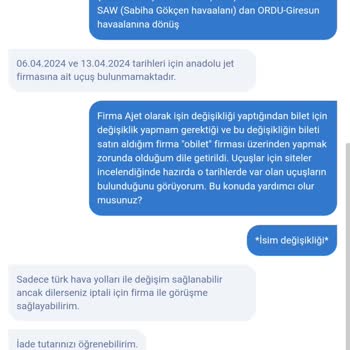 Obilet, Bilet Değişim- Anadolu Jet Mağduriyet