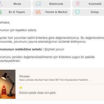 Trendyol Olumsuz Yorum Yayınlamıyor!