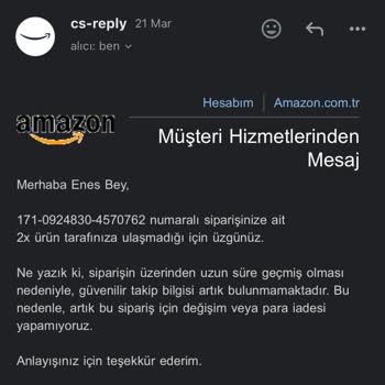 Amazon Ne Aldığım Ürünleri Gönderiyor Ne De Ücret İadesi Yapıyor.