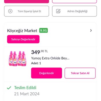 Pazarama Patlamış Ürün Siparişim