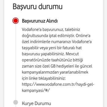 Vodafone Numara Taşıma İşlemi Bilgim Dışında İptal Edilmiş
