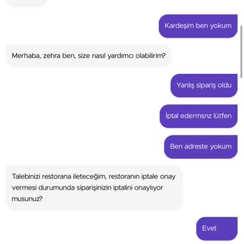 Getir İptal Butonun Olmaması