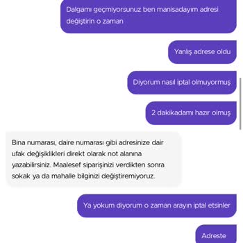 Getir İptal Butonun Olmaması