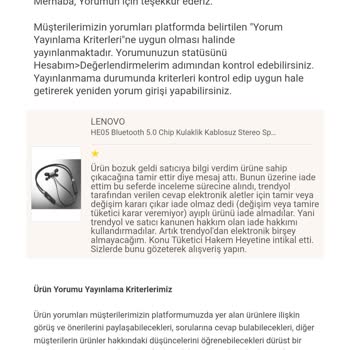 Trendyol Ayıplı Üründe İade Hakkımı Kullandırmadı