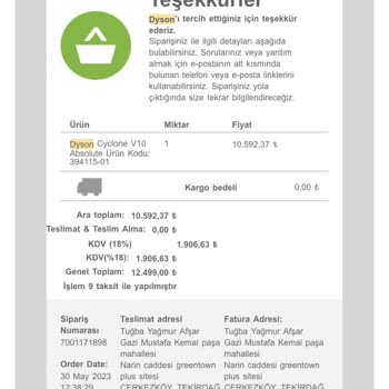 Dyson V10 Absolute Süpürge Arıza Hk