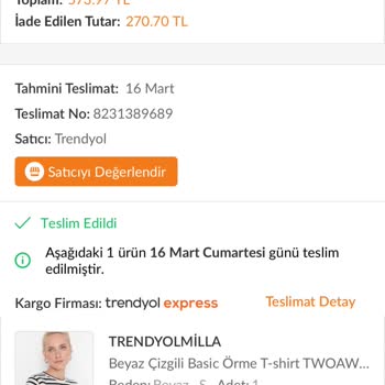 Trendyolmilla Eksik Ücret İadesi