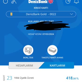 Denizbank Gold Bonus Kredi Kartı Yıllık Üyelik Ücreti İade Talebi