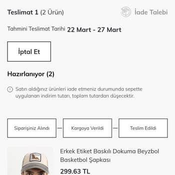 DeFacto Ürünüm Hala Kargoya Verilmedi