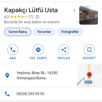 Kapakçı Lütfü Usta Bursa Şikayetçiyim