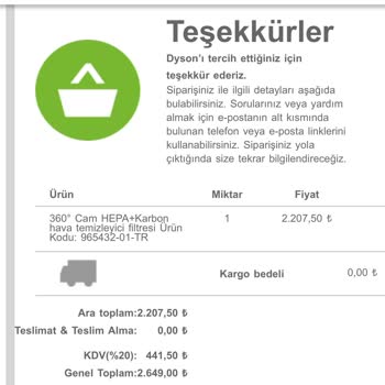 Dyson Parasını Ödediğim Ürünlerimi Göndermiyor