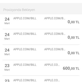 Apple/bıll Belirsiz Para Çekim İşlemi