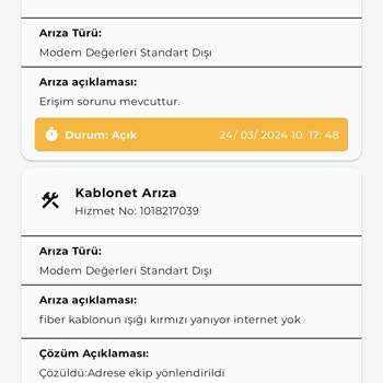 Kablo Net Arıza Kaydı Ve Çözüm Beklentisi