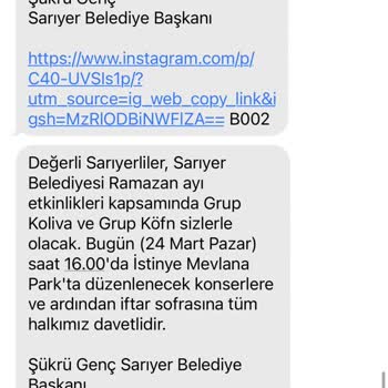 Sarıyer Belediyesi Zorunlu Mesajlar