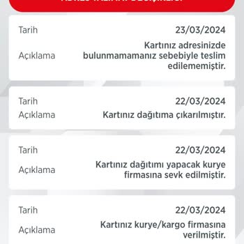 Kuryenet İlgisizliği ( Kart Teslim )