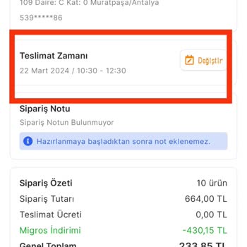 Migros Sanal Market'te Yaşanan Teslimat Sorunu