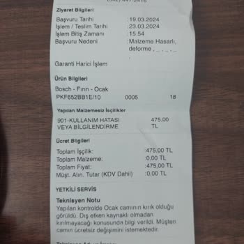 Bosch Servis Değişim Talep Ediyorum