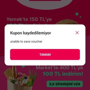 Yemeksepeti İlk Siparişte İndirim Kodu