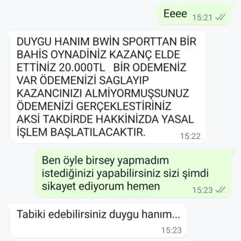 Bwin Sport Tehdidi Kabul Etmiyorum