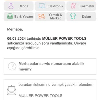 Müller Power Tools Müller Power Tool Servis Ürünümüz Ortada Yok!