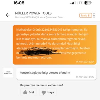 Müller Power Tools Müller Power Tool Servis Ürünümüz Ortada Yok!