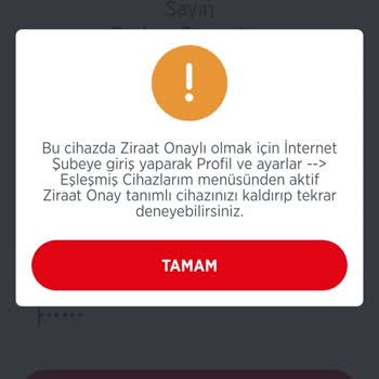 Ziraat Bankası Ziraat Mobile Girişte Eşleşmiş Cihaz Sorunu